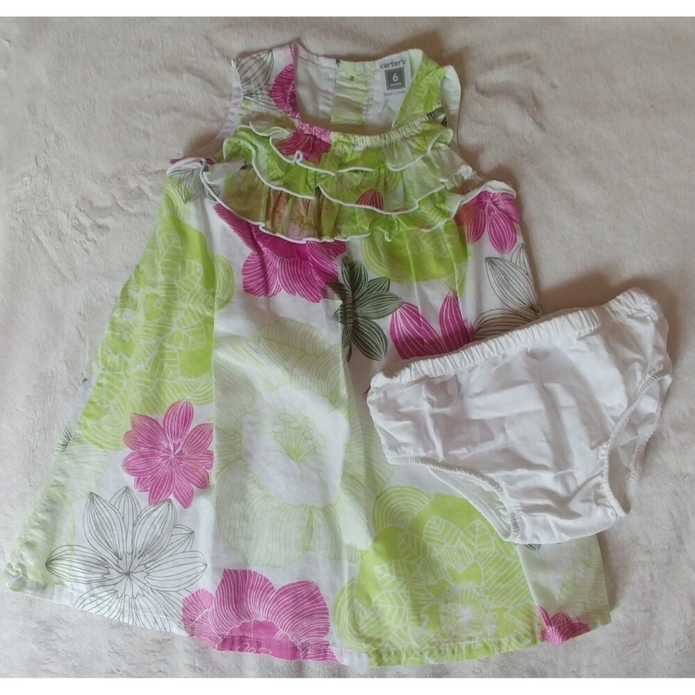 dress 6 month Carters Girl floral print with bottoms infant wear Sleeveless Baby